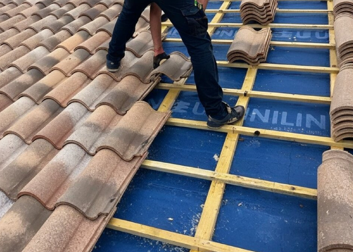 Pose de tuiles sur toiture avec écran sous-toiture par SARL Dion